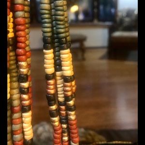 Necklace Long Rust & Brown Tone Beads